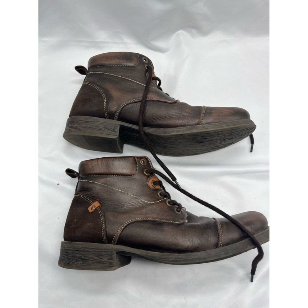 Brown Leather J. Koda Hugh Lace Up Men's Boots - Picture 2 of 10